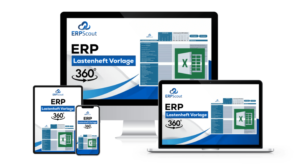 ERP Lastenheft Vorlage zum Download auf Handy, Tablet, Laptop und Desktop Monitor