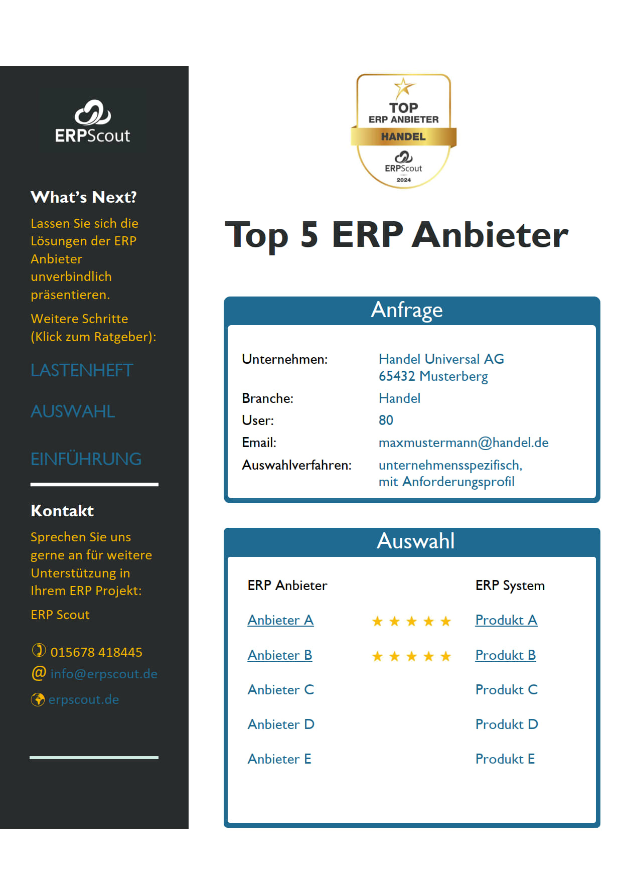 Top 5 ERP Anbieter Beispiel Report ERP Scout 2 ERP Scout